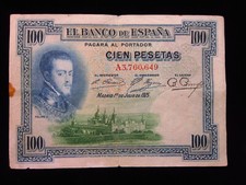 Spain 100 Pesetas 1925 Banco de España World Currency Banknotes Money h0649