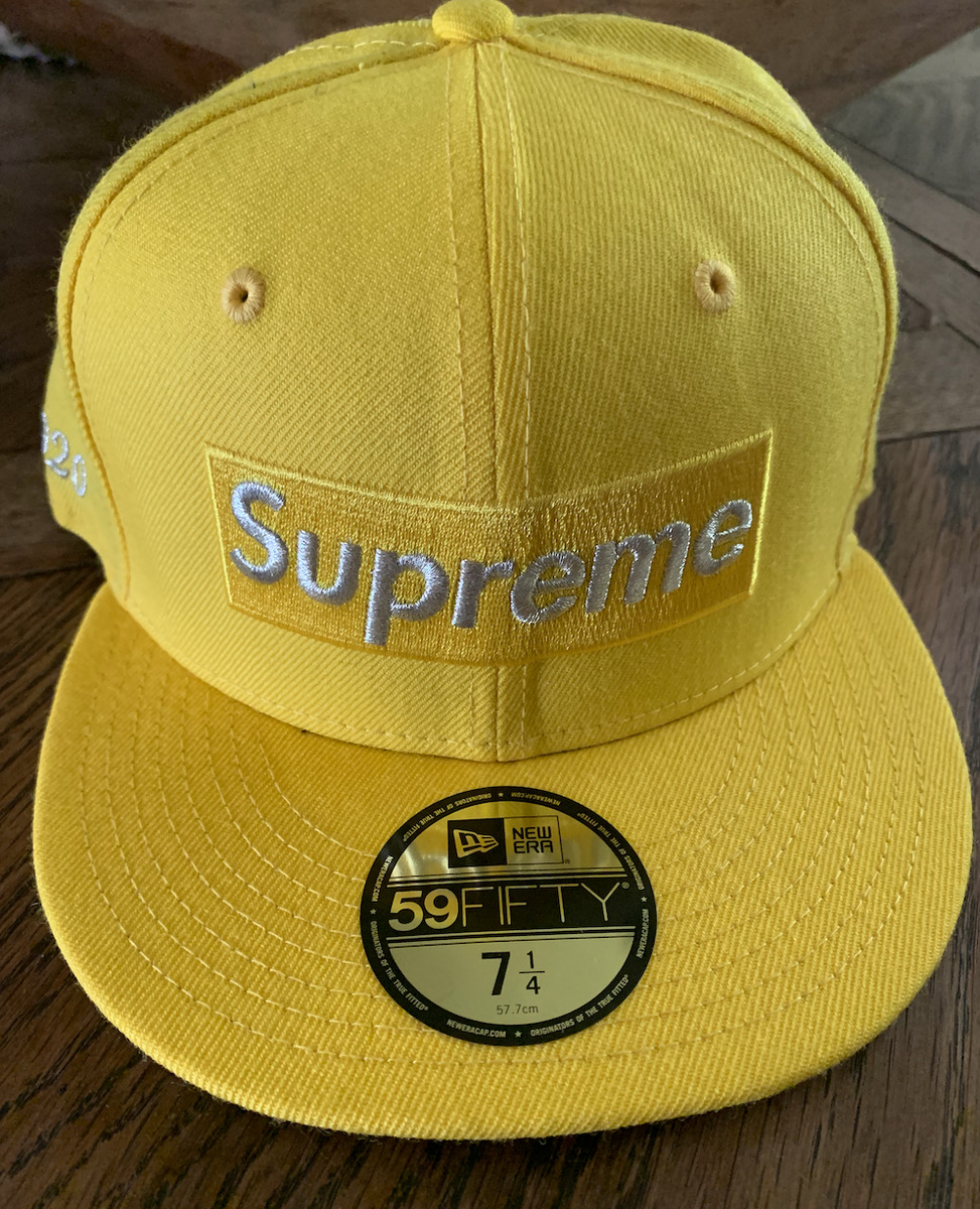 Supreme New Era $1M Metallic Box Logo Cap Yellow Hat Size 7 1/4 SS20  krooked NEW