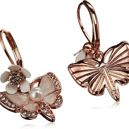 Betsey Johnson Rose Gold Butterfly Drop Earrings | Perfect Gift for Her