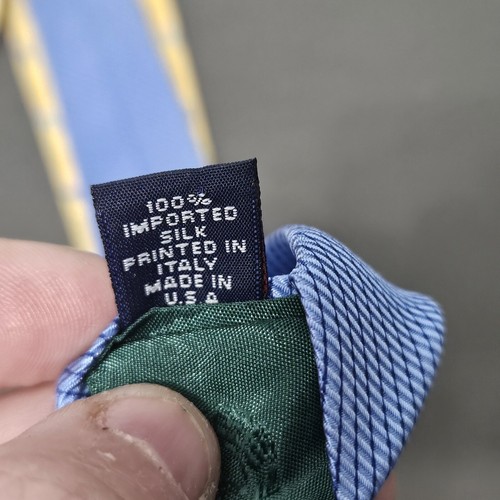 TOMMY HILFIGER Men's Flamingo Gold/Coral Blue Tie 100% Italian Silk Made in USA - Picture 4 of 8