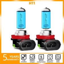 2PCS H11 Halogen Headlight Bulbs Kit High/Low Beam 5000K Warm White Bright