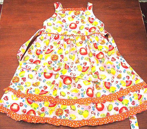 JONA MICHELLE Pink Orange Fruit Ruffle Dress Sundress Sz 5