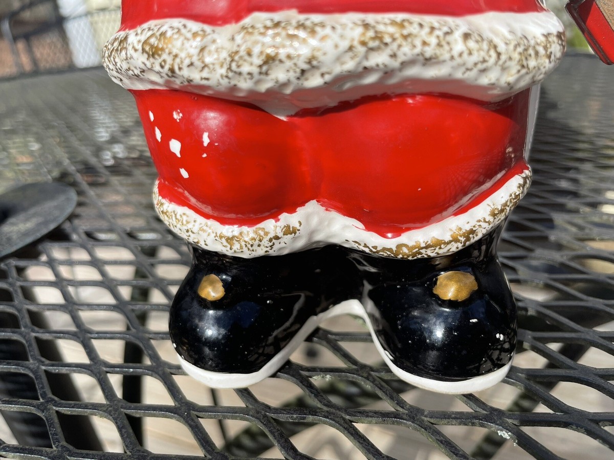Vintage Wales Christmas Santa Claus Ceramic Bank 7.25” Lock Japan