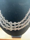 VINTAGE CLEAR AURORA BOUREALLIS TRIPLE STRAND NECKLACE — photo 2