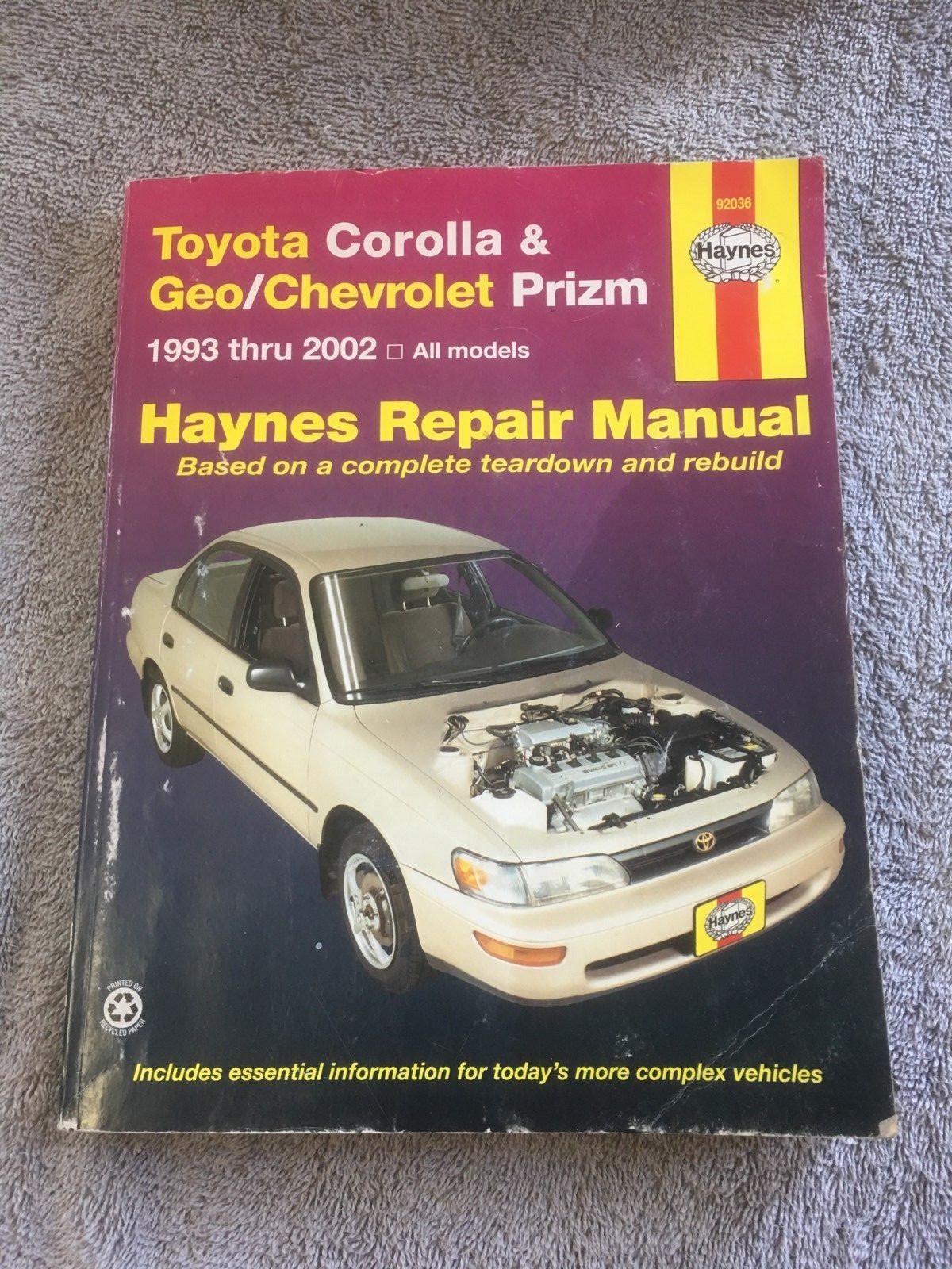 Haynes Repair Manual 1993 - 2002 Toyota Corolla and Geo Chevrolet Prizm  92036 | eBay