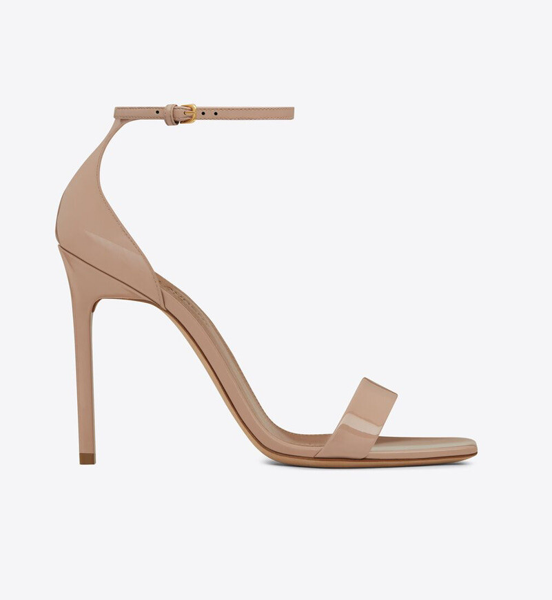 Saint Laurent Amber Sandals in Nude Patent Leather | eBay