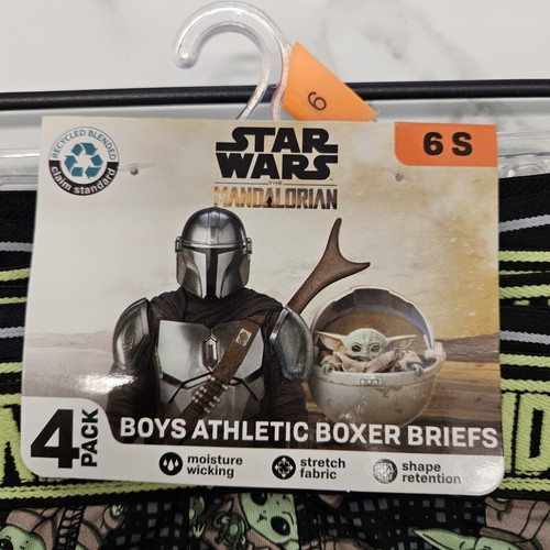 Star Wars The Mandalorian Boys 4 Pack Athletic Boxer Briefs Size Small 6 Stretch - Picture 2 of 12