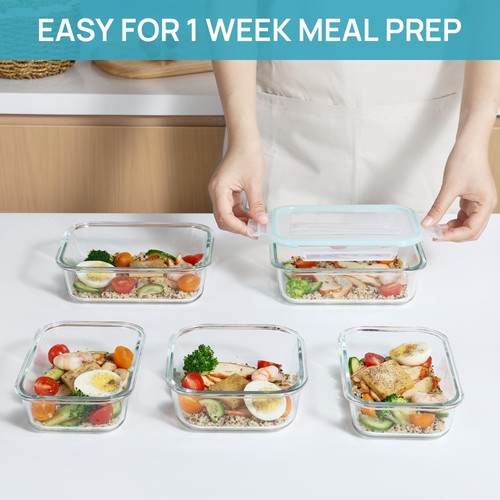 8 Pack Glass Food Storage Containers with Airtight Lids, Glass Meal Prep Cont... - Picture 6 of 7