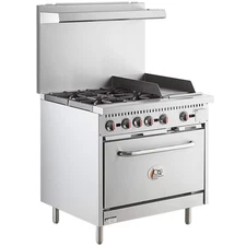 Liquid Propane 4 Burner 36" Range with 12" Griddle and Standard Oven - 170,000 B