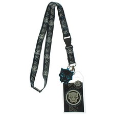 Marvel Black Panther Pattern Lanyard With Charm And ID Holder