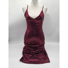 Express Women's S Burgundy Sequin Spaghetti Strap Mini Dress NWT 101-984