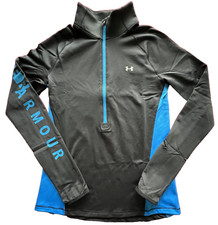 Under Armour Women's Small Black ColdGear Base Layer Fitted 1/2 Zip Pullover Top