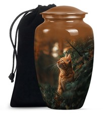 Orange Cat Burial Urns for Human Ashes Adult Father, Unique Urn 10 Inch 