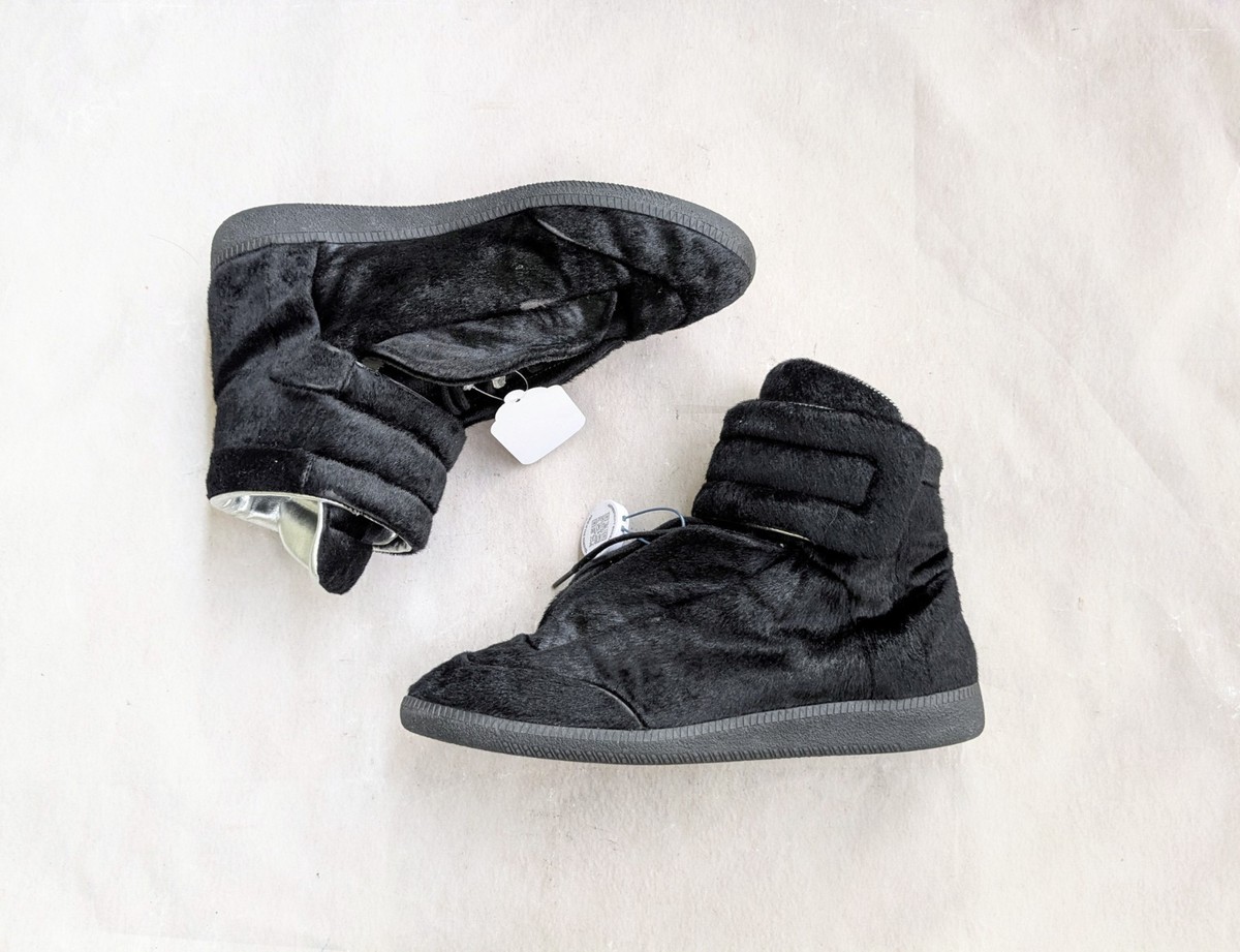 Maison Margiela Future Black Pony Hair Men 10 43 High Top Sneakers