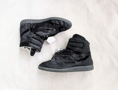 Maison Margiela Future Black Pony Hair Men 10 43 High Top Sneakers