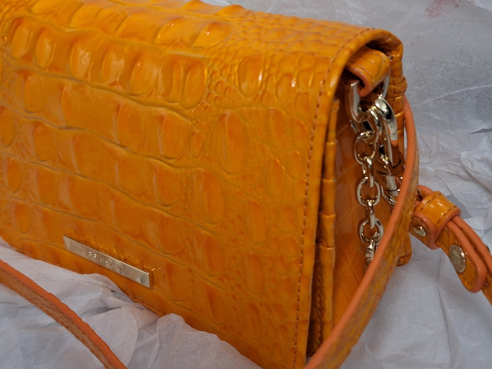 Brahmin Melbourne Collection Mango Orange Small Minuette Crossbody Bag image 4