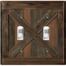 Metal Light Switch Outlet Cover Wall Plate Dark Brown Barndoor Wood PRINT FME149