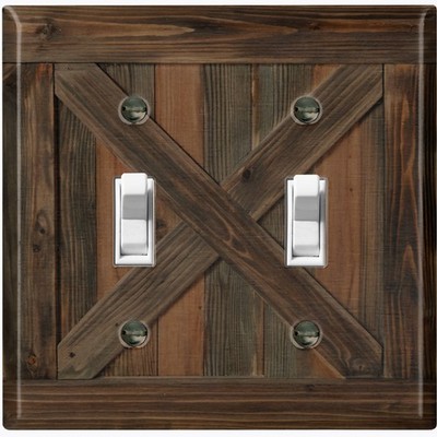 Metal Light Switch Outlet Cover Wall Plate Dark Brown Barndoor Wood PRINT FME149