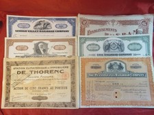 6 historische Aktien,4 amerikanische,2 franz&ouml;sische,1920/28/31/41/54/60