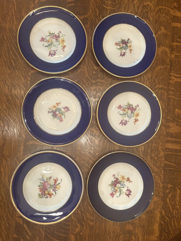 Set 6 Lamberton Scammel Blue Cobalt Floral Salad/Dessert Plates