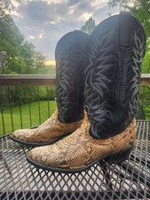 Vintage Dan Post Python Snakeskin Black Leath...