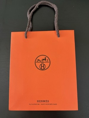 Hermes Empty Orange Shopping Gift Paper Bag Tote 8.5×6×2.75'' Small