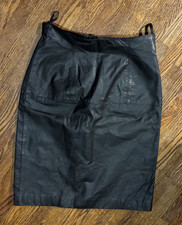 Wilsons Leather Black Leather Pencil Skirt Sz 8 Length 24.5" Biker Chic