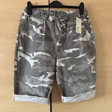 Moda Damen grau Camouflage Magic Shorts Einheitsgröße Uk10-14