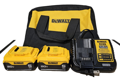 New DeWalt Starter Kit - 13'' Bag, 2 - 20 V 5AH Batteries 2024, DCB112 Charger
