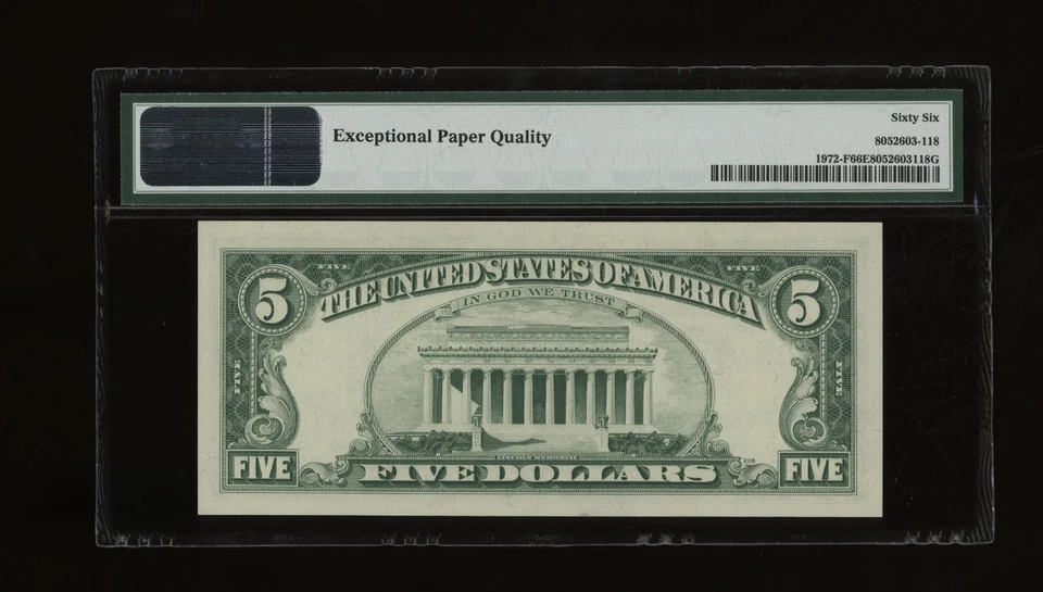 DBR 1969-C $5 FRN Atlanta Gem Fr. 1972-F PMG 66 EPQ Serial F55847246B - Image 2 of 2