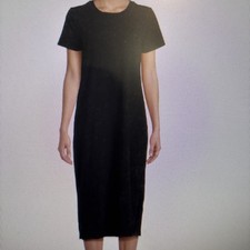 Time and Tru Women's X-SMALL Cotton Midi T-Shirt Dress Black Soot Sealed
