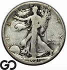 1921-S Walking Liberty Half Dollar, Lower Mintage Key San Francisco Date