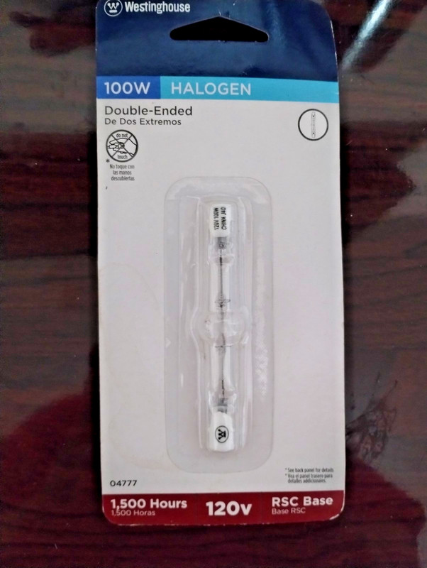 100W T3 Halogen Double-Ended Clear RSC Base -Westinghouse 04777