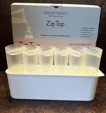Zip Top Baby Breast Milk Storage Set of 6 With Freezer Tray- Plastic Free