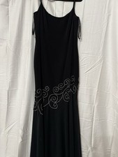 Vintage Black Bob Mackie Boutique Spaghetti Strap Beaded Gown Size 12
