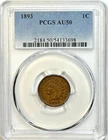 1893 Indian Head Cent - PCGS AU50 - Better Date Nice Chocolate Brown Penny