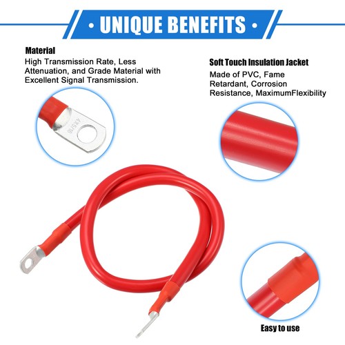 Universal Copper Battery Inverter Cables 4 AWG Gauge 2ft Battery Cable Pack of 2 - Picture 3 of 7