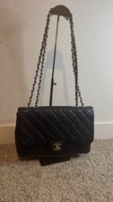 AUTHENTIC Chanel Classic Single Flap Jumbo Caviar Black With Gold Hardware