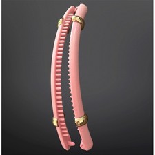 Vintage 80s Pink Banana Hair Clip Gold Band Accents Retro Taiwan 6 inch