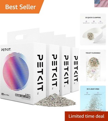 5-in-1 Natural Cat Litter - Dust-Free, Fast Clumping & Eco-Friendly, 4 x 7.9 lb