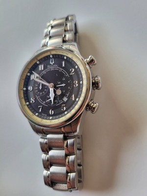RARE Bulova Adventurer Chronograph Egg Shell 96B138 SS Bracelet