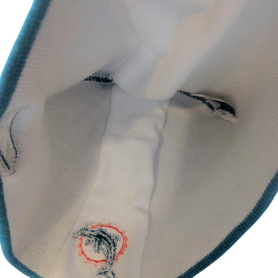 Reebok NFL Equipo Ropa Miami Dolphins Fútbol Bordado Aqua Gorro Gorra Foto 3 de 4