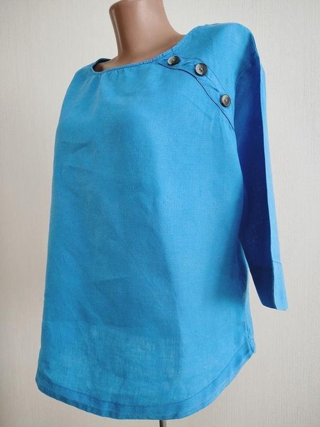 Women Monsoon Shirt Blue Linen 48