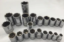 PowerBuilt Chrome Sockets Mixed Lot 21 STD Some Metric Multiple Drive Sizes