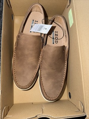NIB IZOD Men's Size 8 ''Seapoint'' Memory Foam Lightweight Slip On Shoes Tan