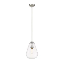 Z-Lite Ayra 1 Light 11.75" Pendant, Brushed Nickel, Clear - 488P8-BN
