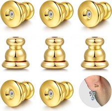 Locking Earring Backs for Studs, Hypoallergenic 18K Gold Earring Backs Re