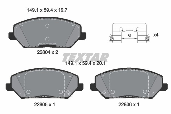 Textar Bremsbelagsatz Scheibenbremse Q+ 2280401 FüR Ceed KIA Xceed Hyundai PDE-image
