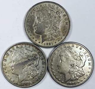 1921 MORGAN DOLLAR LOT 3 TOTAL COINS NR #G4293