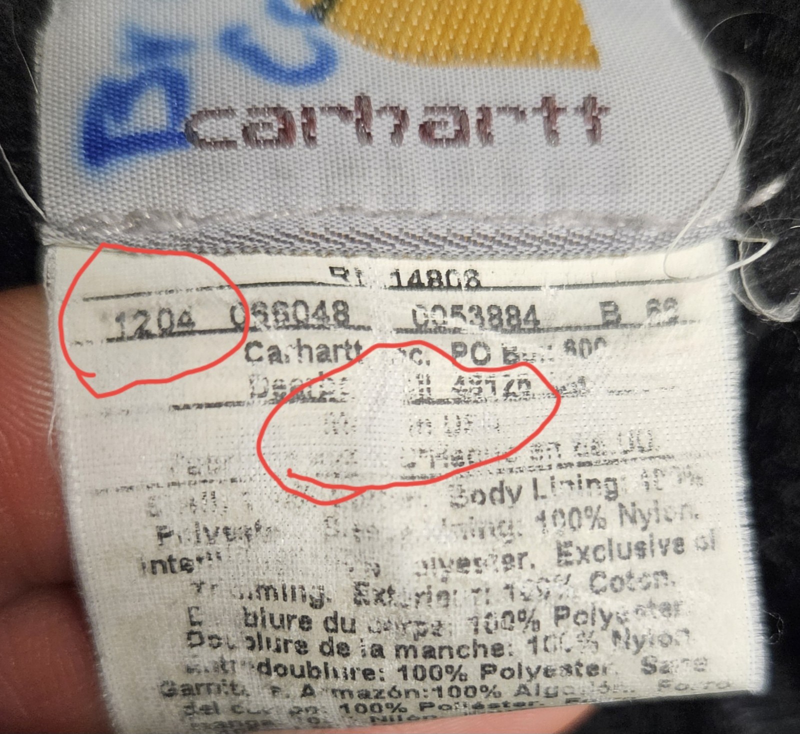 Vintage Carhartt Jacket Men XL Black J140 BLK Full Zip Hooded USA Made 12/2004 - second product detail image